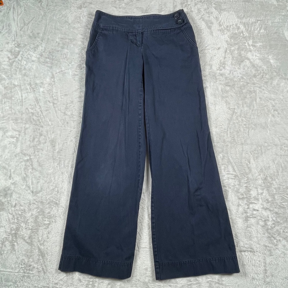 London Jean Chino The Marisa Fit Blue Wide Leg Career Dress Pants Size 2